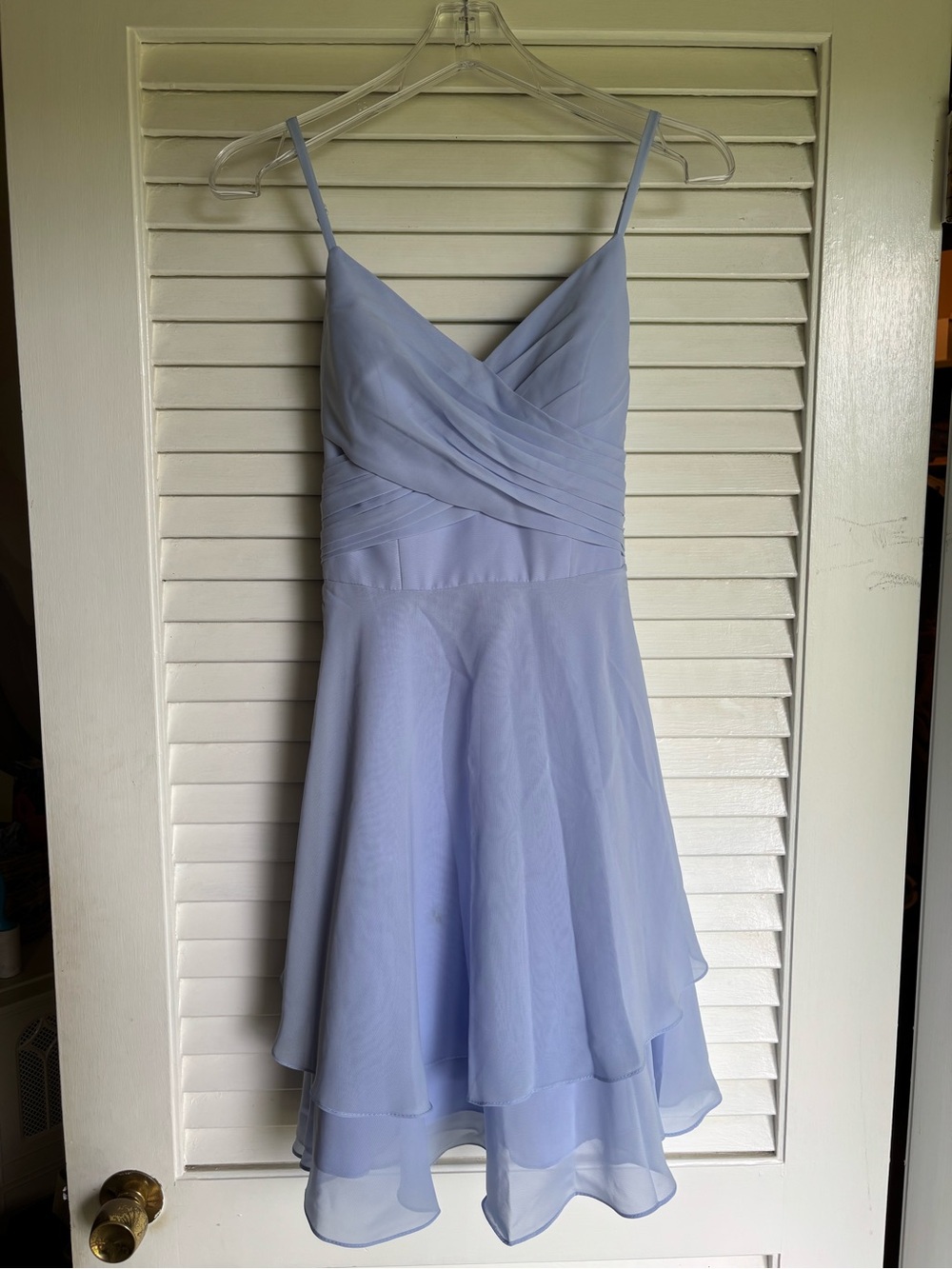 JJ’s House Style #291581 Light Blue Chiffon Homecoming Dress | Women's Size 6